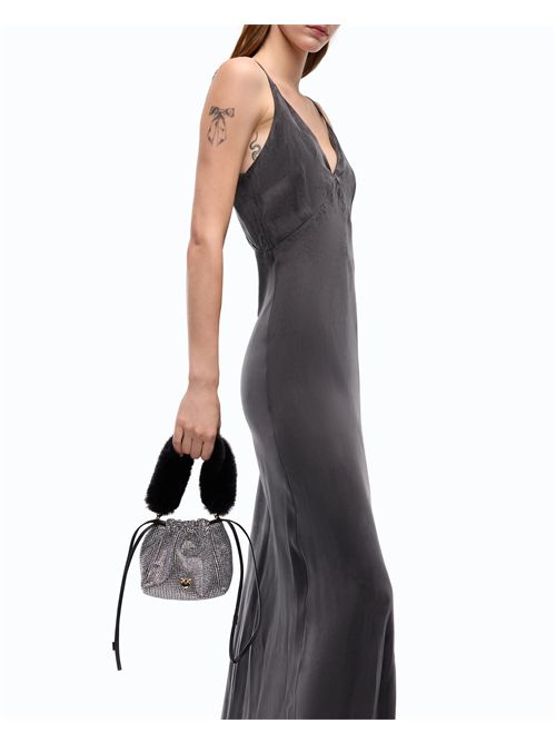 Borsa secchiello a spalla full strass con tracolla effetto pelliccia PINKO | 107635A3M9/Z99Y
